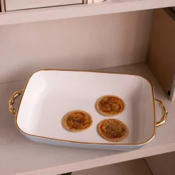 CERAMIC Bambu Rectangular Casserole Periwinkle & White SECONDS - NON R