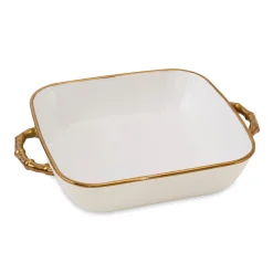 CERAMIC Bambu Square Casserole Cream & White SECONDS - NON REFUNDABLE