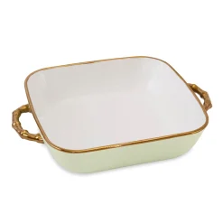 CERAMIC Bambu Square Casserole Pistachio & White SECONDS - NON REFUNDA