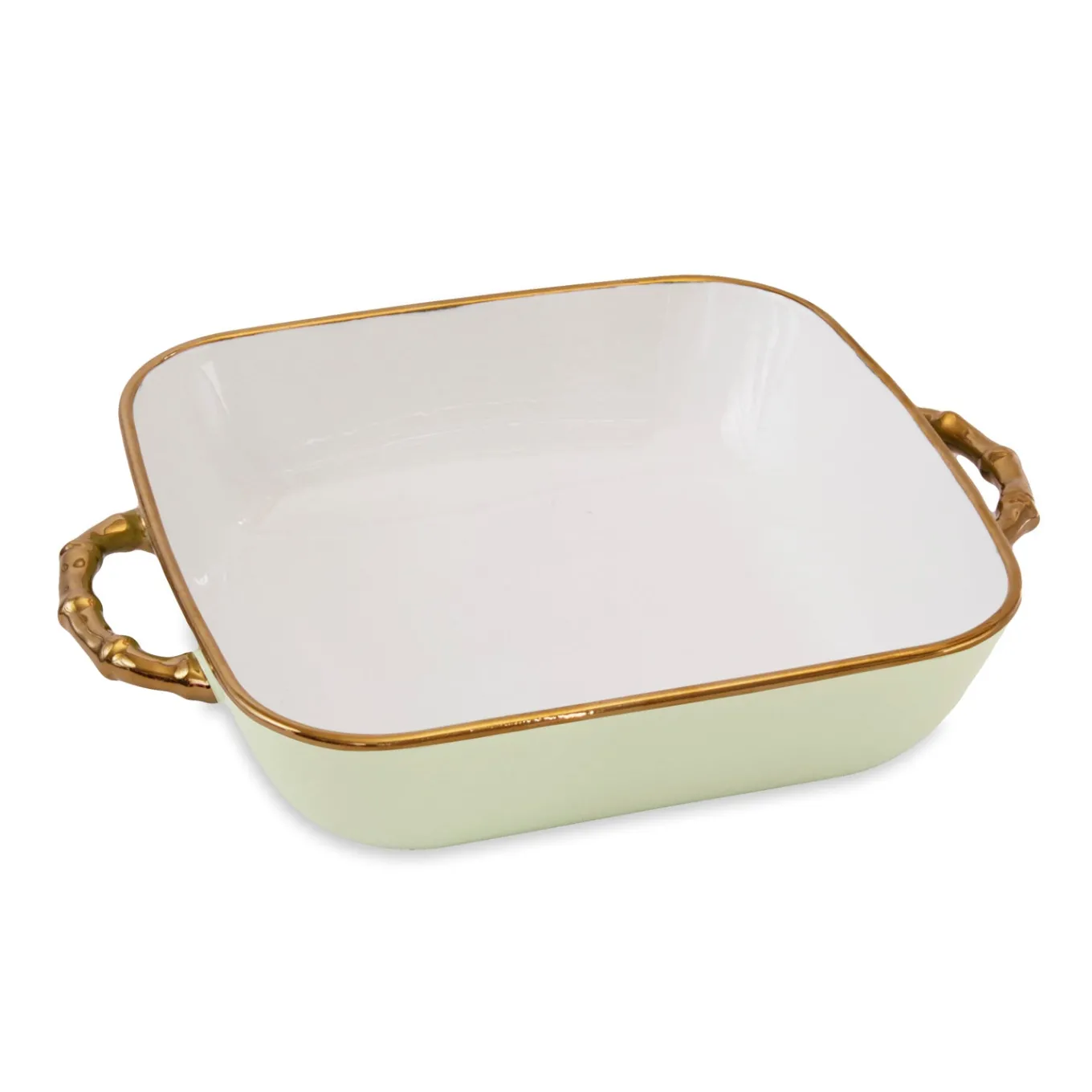 CERAMIC Bambu Square Casserole Pistachio & White SECONDS - NON REFUNDA