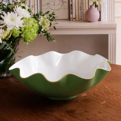 ENCANTO Carola Extra Large Bowl Leaf Green and White
