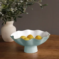 ENCANTO Carola Large Pedestal (Turquoise and White)