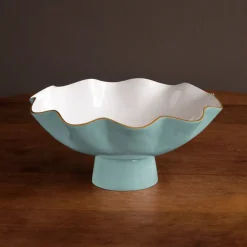 ENCANTO Carola Large Pedestal (Turquoise and White)