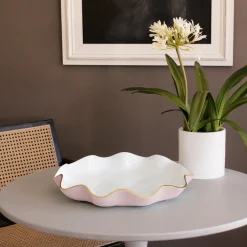 ENCANTO Carola Large Round Platter (Camellia and White)