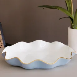 ENCANTO Carola Large Round Platter (Periwinkle and White)