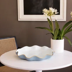 ENCANTO Carola Large Round Platter (Periwinkle and White)