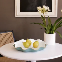 ENCANTO Carola Large Round Platter (Turquoise and White)