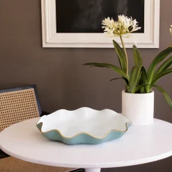 ENCANTO Carola Large Round Platter (Turquoise and White)