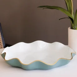 ENCANTO Carola Large Round Platter (Turquoise and White)