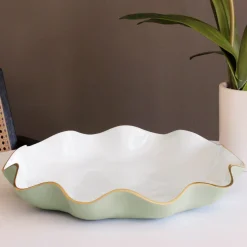 ENCANTO Carola Large Round Platter (Pistachio and White)