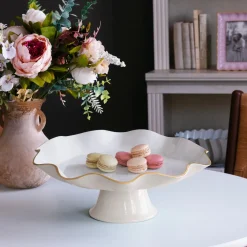 ENCANTO Carola Pedestal Cake Plate (Cream and White)