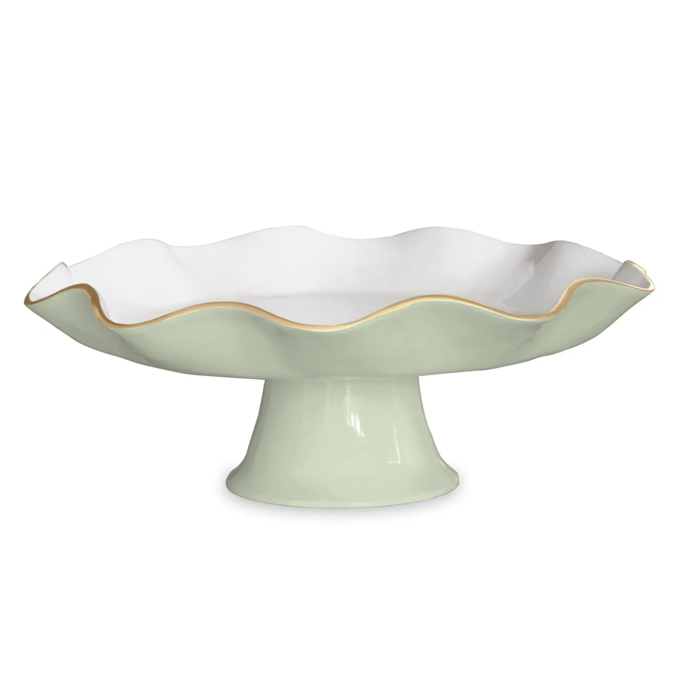 ENCANTO Carola Pedestal Cake Plate (Pistachio and White)