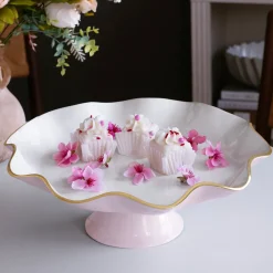 ENCANTO Carola Pedestal Cake Plate (Camellia and White)