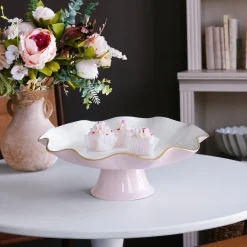 ENCANTO Carola Pedestal Cake Plate (Camellia and White)