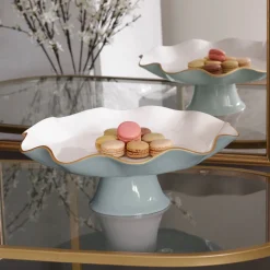 ENCANTO Carola Pedestal Cake Plate (Slate and White)