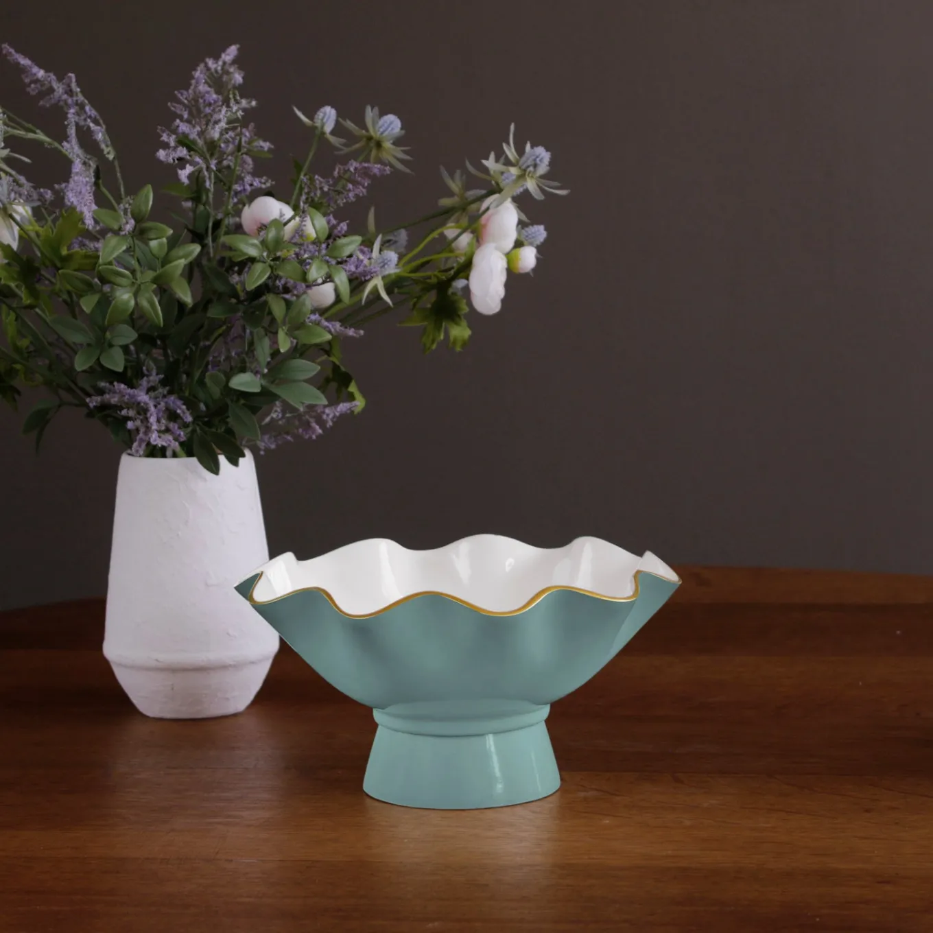 ENCANTO Carola Small Pedestal (Turquoise and White)