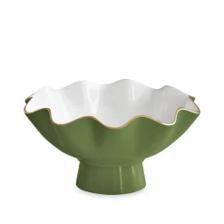 ENCANTO Carola Small Pedestal Leaf Green and White