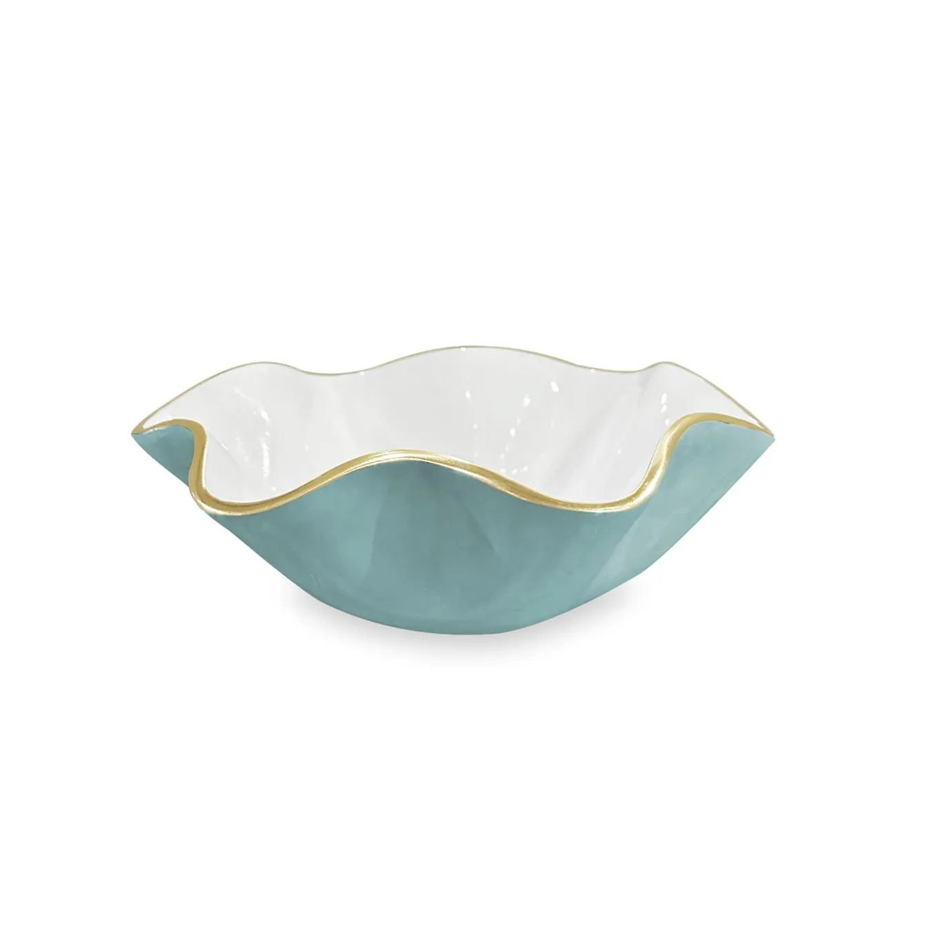 ENCANTO Carola Small Round Bowl (Turquoise and White)