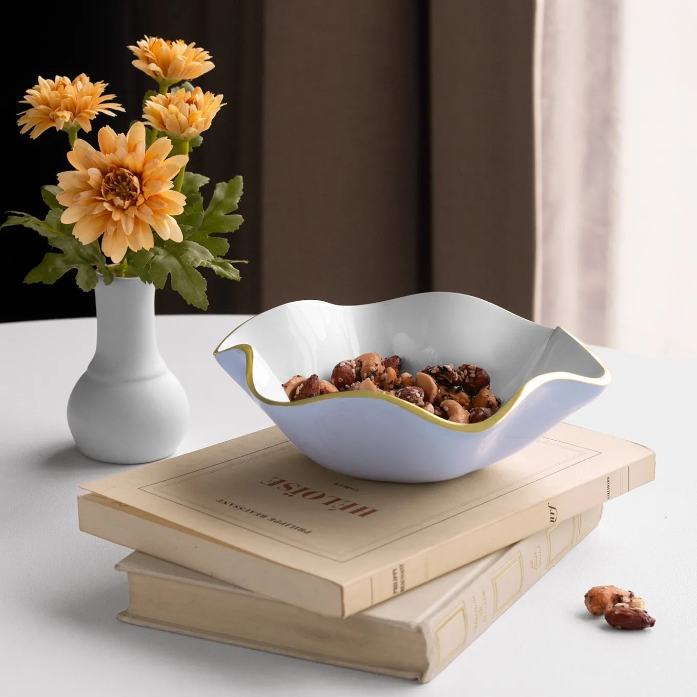 ENCANTO Carola Small Round Bowl (Periwinkle and White)