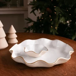 ENCANTO Carola Small Round Bowl (Cream and White)