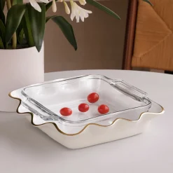 ENCANTO Carola Square Casserole Holder (Cream and White)