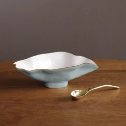 ENCANTO Claire Small Oval bowl with spoon Slate & White