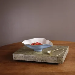 ENCANTO Claire Small Oval Bowl with Spoon (Periwinkle, White and Gold)