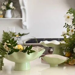 ENCANTO Claire Small Oval Bowl with Spoon (Pistachio, White and Gold)