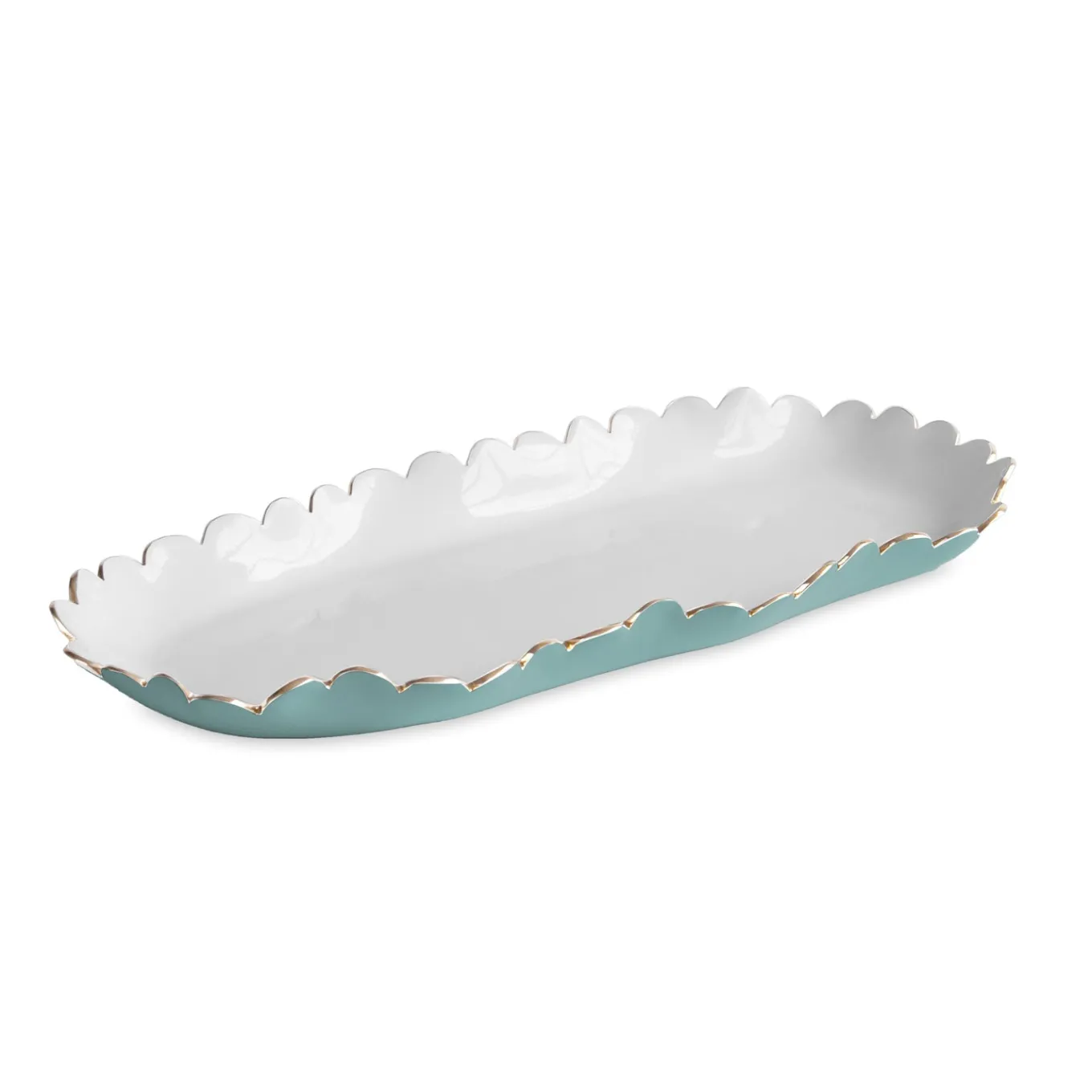 ENCANTO Colette Oblong Tray (Turquoise and White)