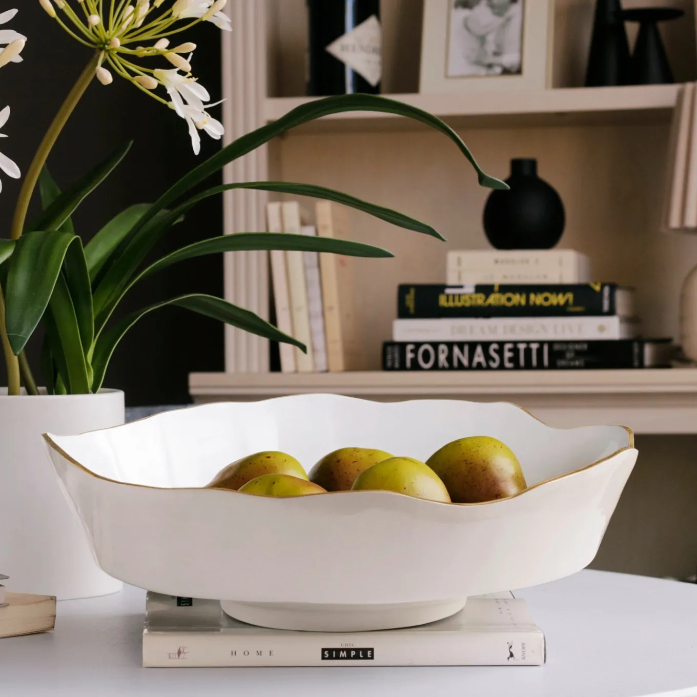 ENCANTO Dakota Large Bowl (Cream and White)
