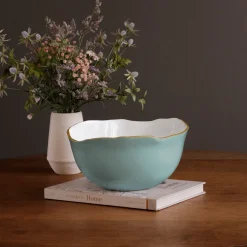 ENCANTO Osaka Large Bowl (Turquoise and White)