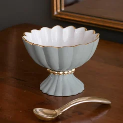 ENCANTO Vienna Mini Pedestal with Spoon (Slate and White)