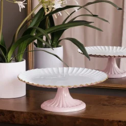 ENCANTO Vienna Pedestal Cake Plate Camellia and White