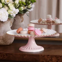 ENCANTO Vienna Pedestal Cake Plate Camellia and White