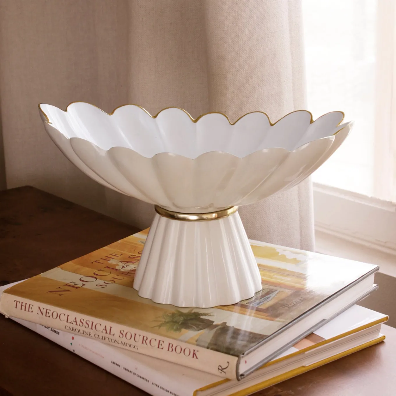 ENCANTO Vintage Hermes Pedestal Cream and White