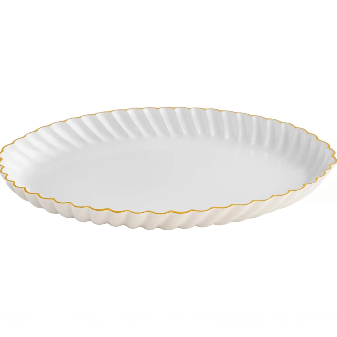 ENCANTO Vintage Swirl Oval Tray Cream and White