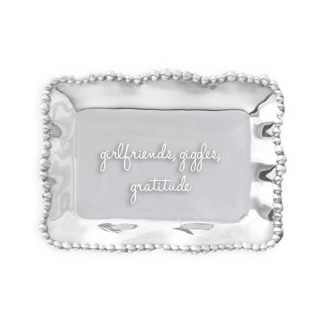 GIFTABLES Organic Pearl Rectangular Engraved Tray - girlfriends, giggl