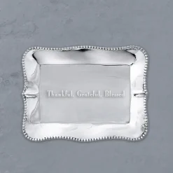 GIFTABLES Pearl Denisse Rectangular Engraved Tray "Thankful, Grateful,