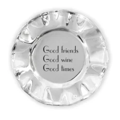 GIFTABLES Vento Wine Plate "Good friends, Good wine, Good times"