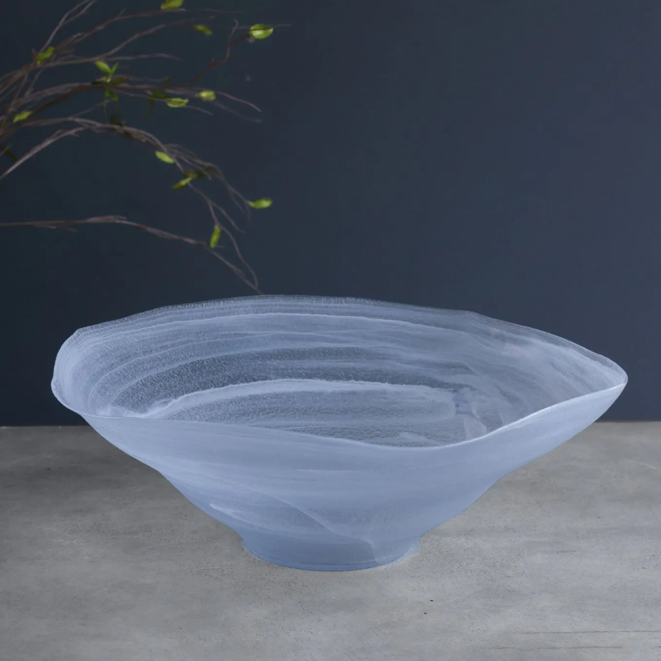 GLASS Alabaster Wave Extra Large Bowl (Clear and Blue)