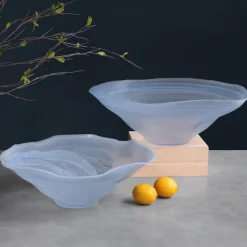 GLASS Alabaster Wave Extra Large Bowl (Clear and Blue)