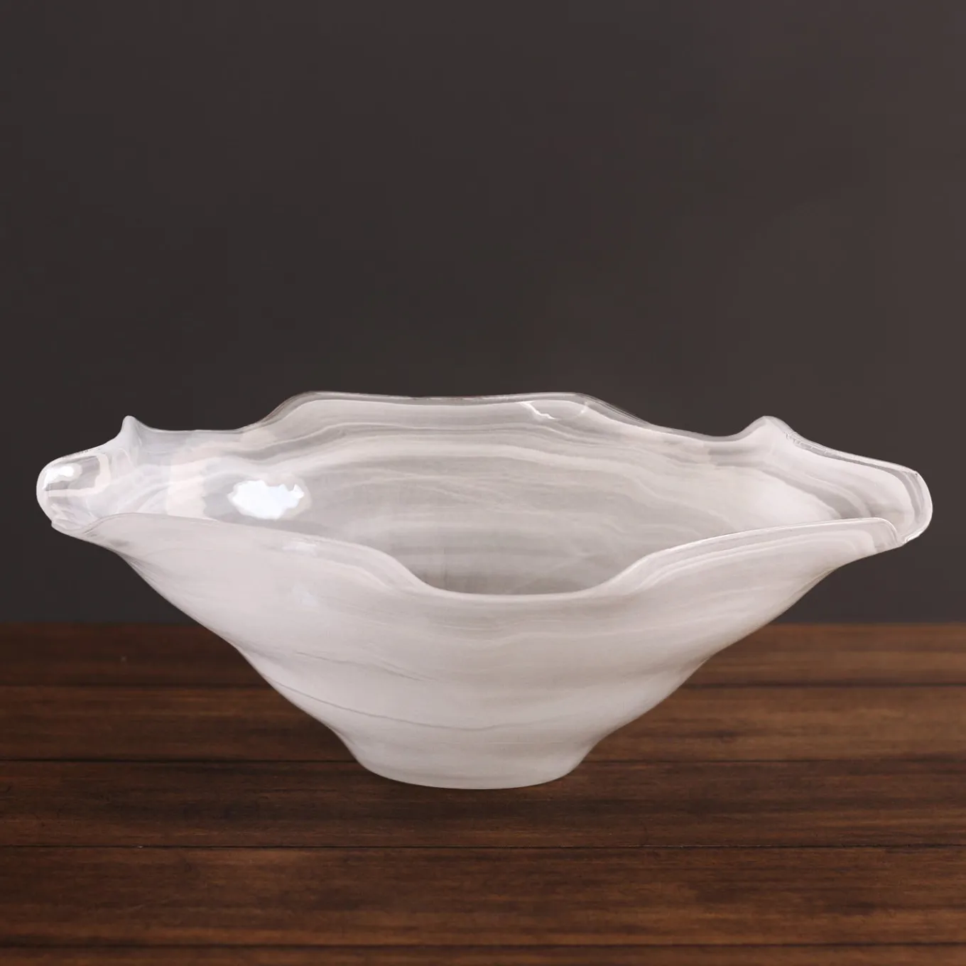 GLASS Alabaster Wave Large Bowl (White)