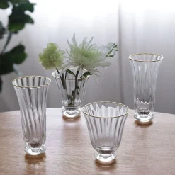 GLASS Audrey Stemless All Purpose Glass with Gold Rim Set of 4 (Clear