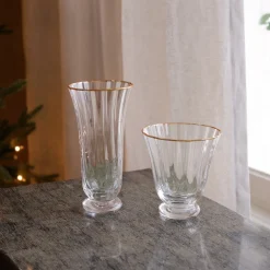 GLASS Audrey Stemless Flute with Gold Rim Set of 4 (Clear and Gold)