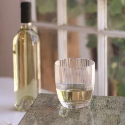 GLASS Audrey Stemless Flute with Gold Rim Set of 4 (Clear and Gold)