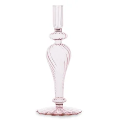 GLASS Cambridge Ava 10" Candlestick Holder Set of 2 (Light Pink)