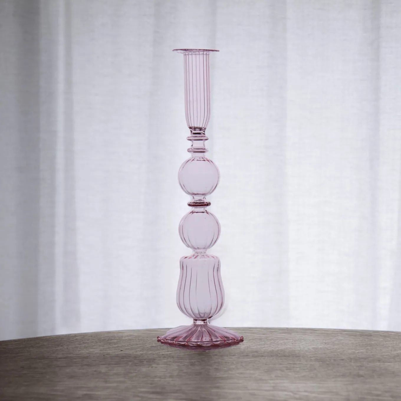 GLASS Cambridge Emma 10.5" Candlestick Holder Set of 2 (Light Pink)