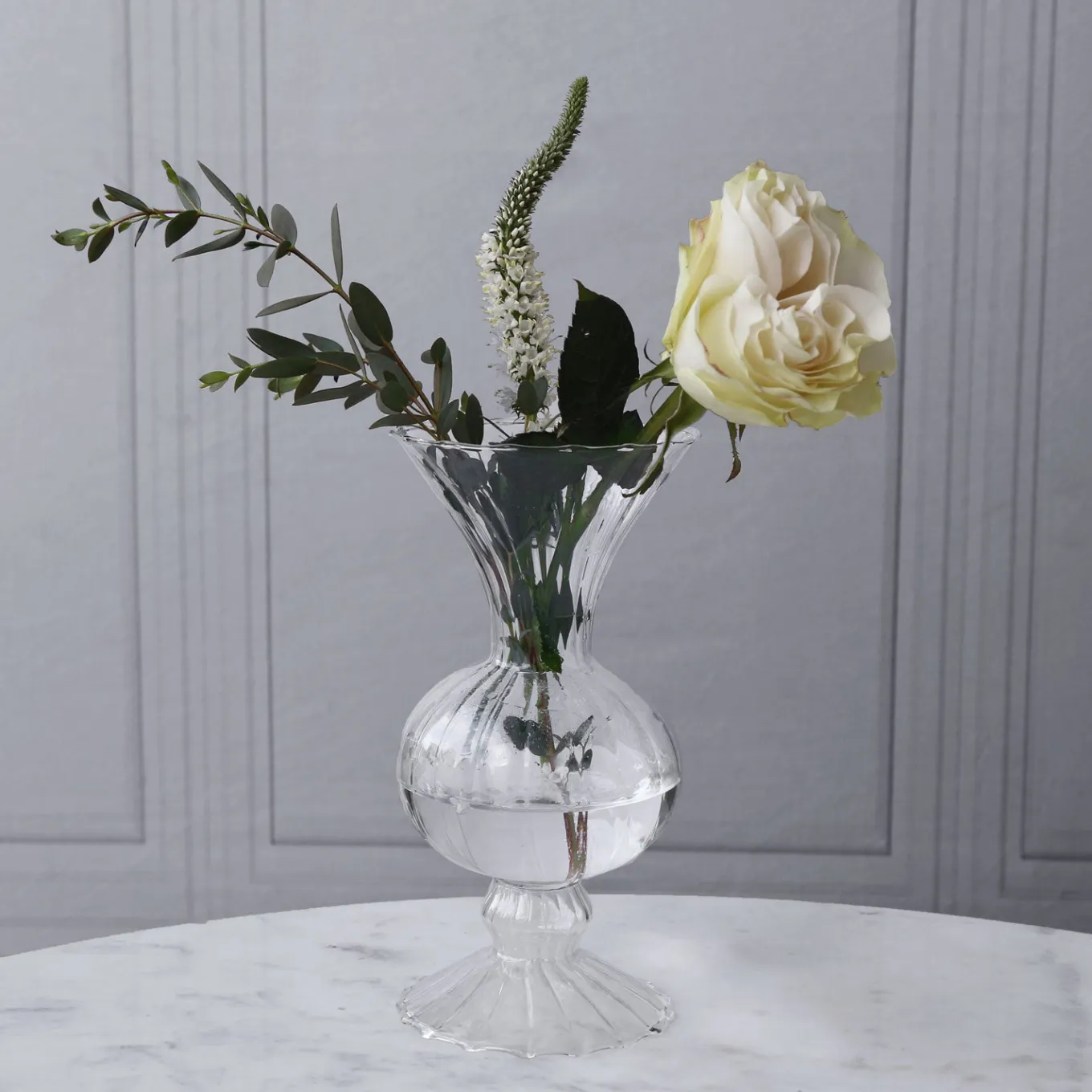 GLASS Cambridge Flora Flower Vase Set of 2 (Clear)