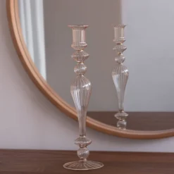 GLASS Cambridge Josephine 13.5" Candlestick Holder Set of 2 (Champagne