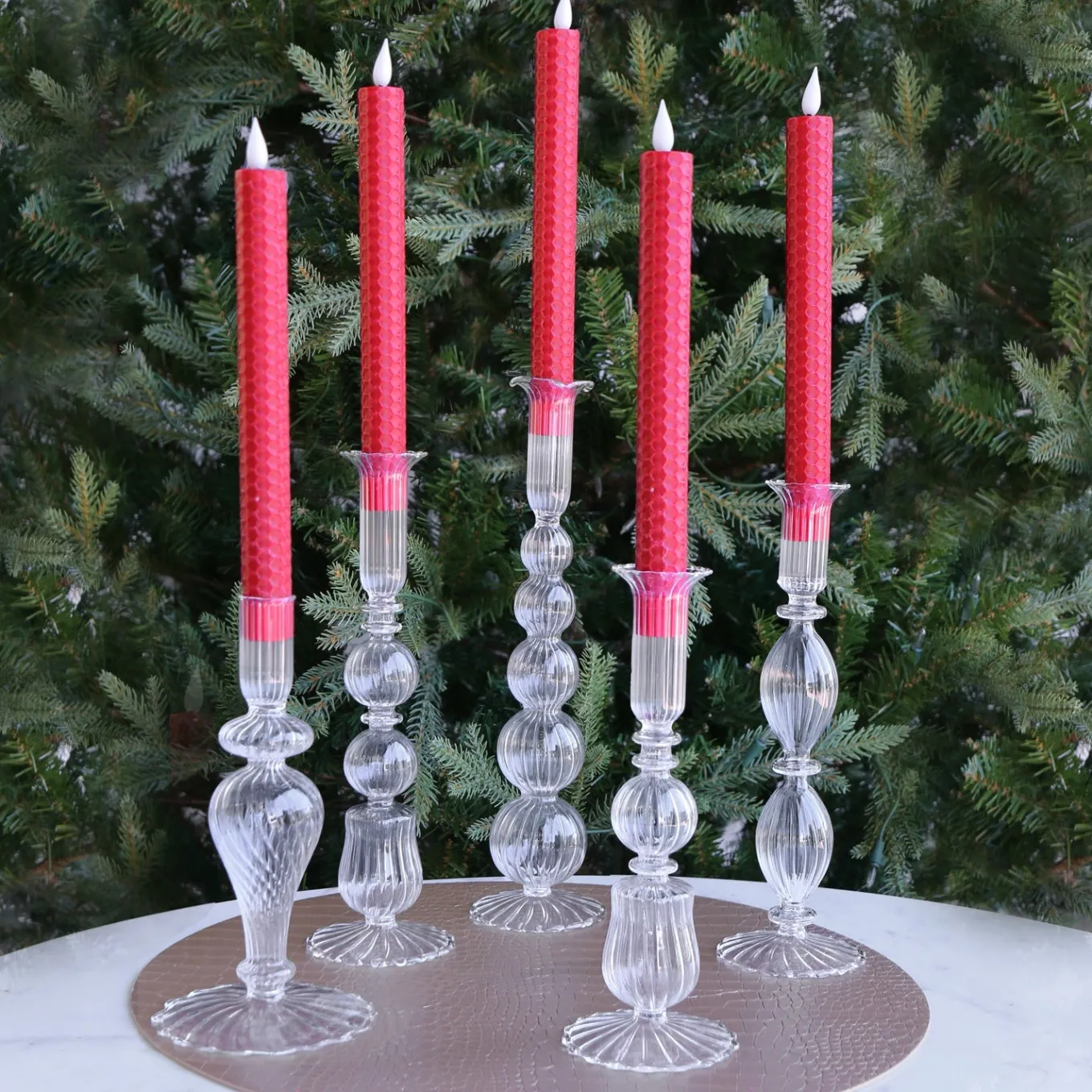 GLASS Cambridge Sophia 9" Candlestick Holder Set of 2 (Clear)